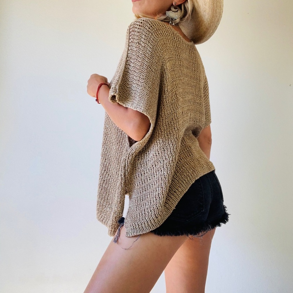 Metallic Sand Gold Knitted Blouse